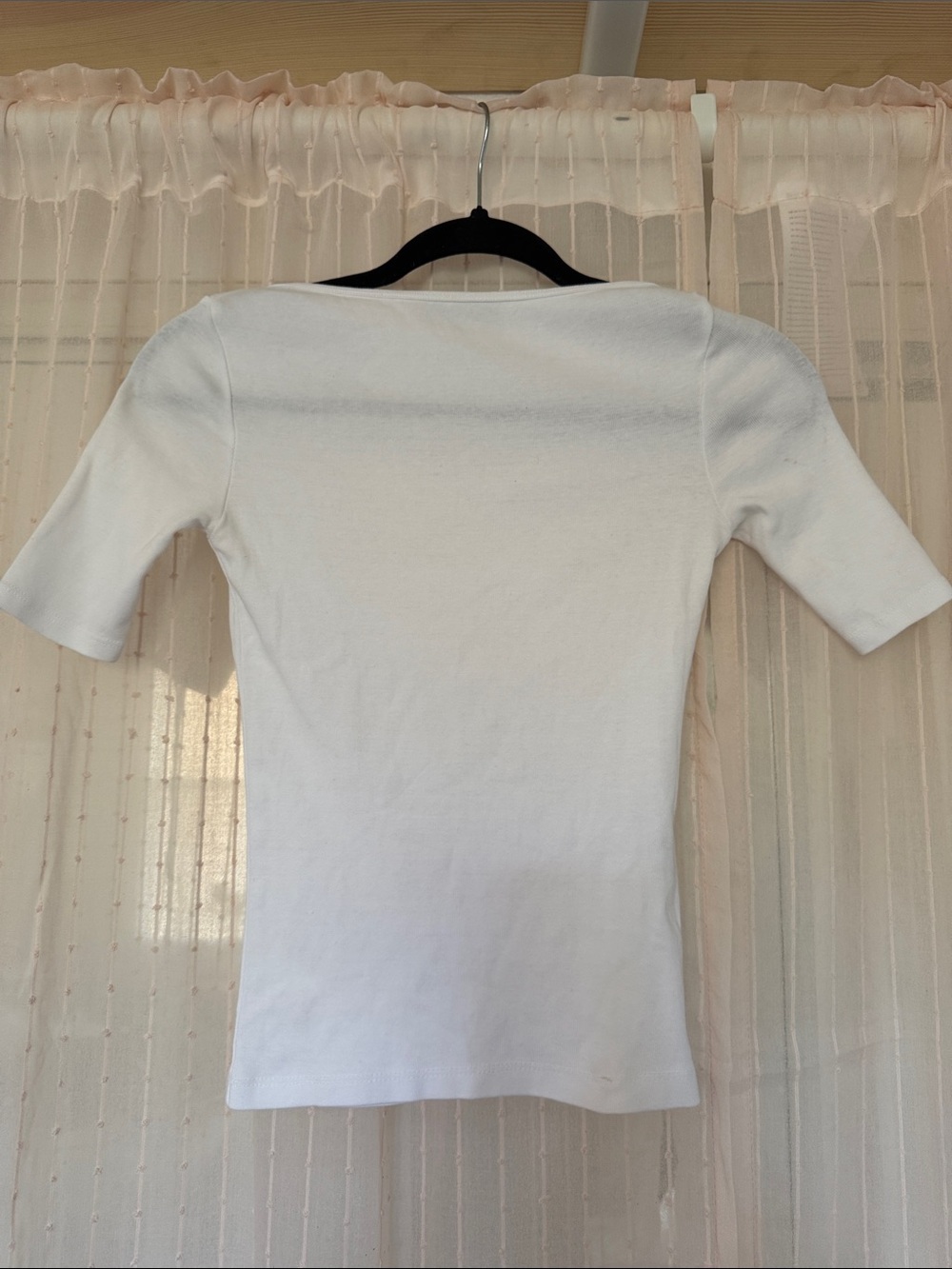 Zara White Ribbed Short-Sleeve Knit Top